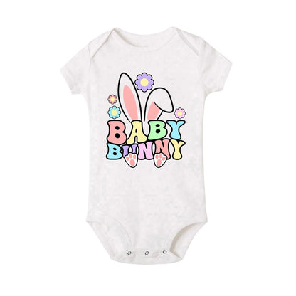 Easter Family Matching Outfits – Dad, Mom, Sis, Bro & Baby Bunny Printed Shirts and Baby Bodysuit