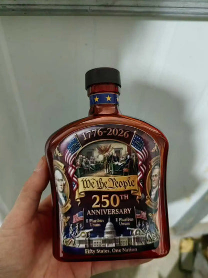 Hand-Painted 'We the People' 250th Anniversary Decanter Commemorative American Historical Liquor Bottle 1776-2026 Collectible It