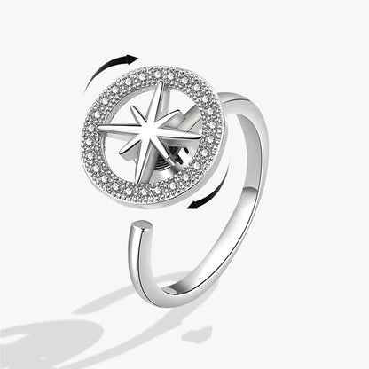Fashion Beads Anxiety Fidget Spinner Rings Korea Crystal Butterfly Flower Star Moon Ring Anti Stress Jewelry Gift
