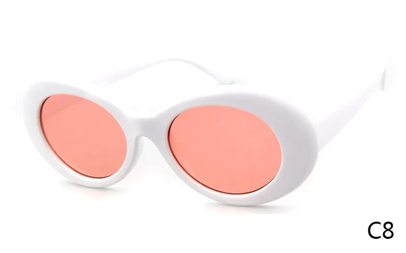 WHO CUTIE Vintage Small Oval Sunglasses Men Women Brand Designer 90S Retro White Leopard Frame Shades Sun Glasses OM524
