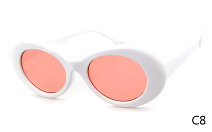 WHO CUTIE Vintage Small Oval Sunglasses Men Women Brand Designer 90S Retro White Leopard Frame Shades Sun Glasses OM524