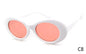 WHO CUTIE Vintage Small Oval Sunglasses Men Women Brand Designer 90S Retro White Leopard Frame Shades Sun Glasses OM524