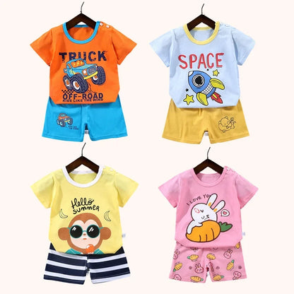 2Pc Children's Boys Girl T-shirt Shorts Summer Sets