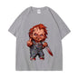 Horror Chuck Pattern T-shirt Women's Gothic Fashion Short sleeved T-shirt Summer High Quality T-shirt Street Clothing