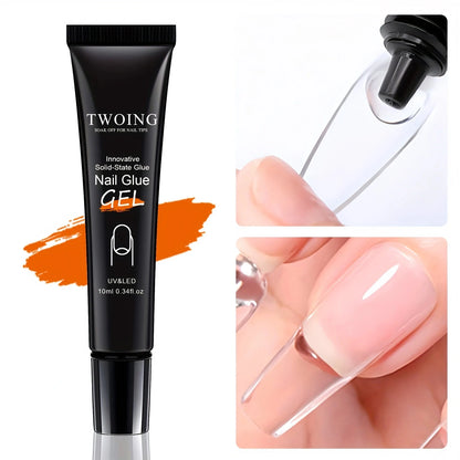 Solid nail glue for nail tips, gel for press-on nails, super strong acrylic nail for manicure extension, durable and long-lasting.