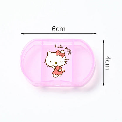 Cartoon Hello Kitty My Melody Plastic Pill Box Mini Tablet Case Anime Kawaii Portable Travel Medicines Storage Case Container
