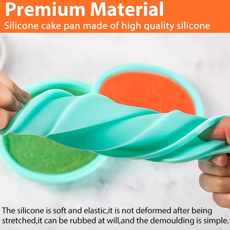 1pc/4pcs Round Silicone Cake Pan Set – Non‑Stick Rainbow Baking Molds for Pizza & Pancakes