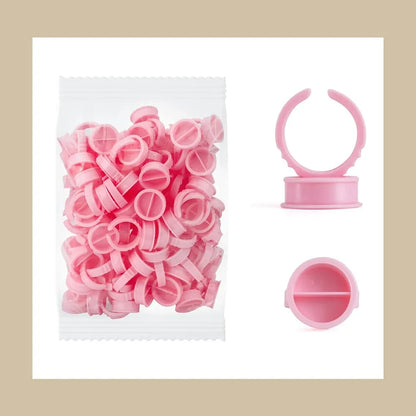100pcs Disposable White Eyelash Glue Ring Cup Holder Container Tattoo Pigment Eyelash Extension Tools Lash Supplies Accessories