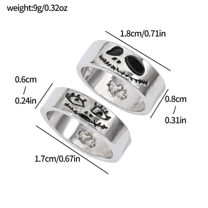 Nightmare Before Christmas Couple Rings Jack Sally Matching Band Unique Creative Fashion Jewelry Gift for Her Anniversary Love