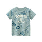 OLEKID 2025 Summer Stripe Children Boys T-shirts Printed Letter 2-8 Years Kids Little Boy Tops Short Sleeve Toddler Tees Clothes