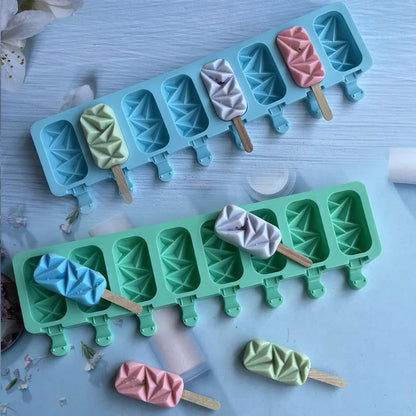 8‑Cavity Diamond Popsicle Silicone Mold – DIY Chocolate, Candy, Jelly & Ice Cream Baking Tray