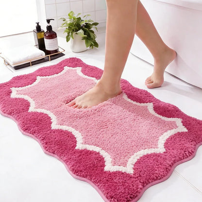 VIKAMA Small Fragrance Wave Pattern Anti slip Mat Bathroom Foot Mat Shower Room Entrance Mat Home Decoration