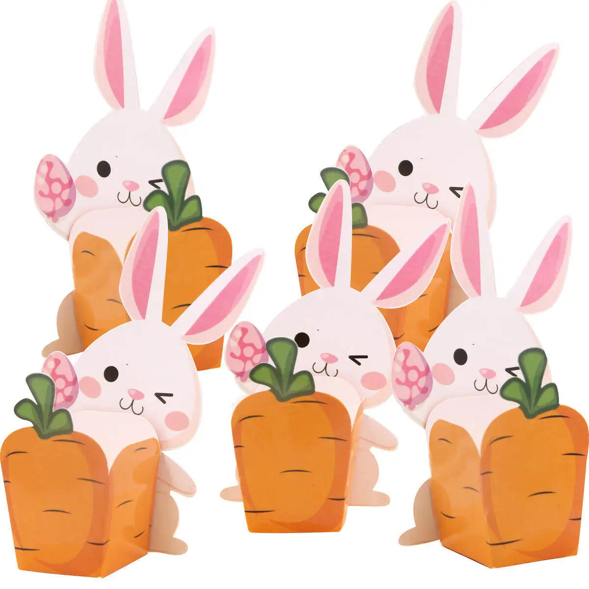 20Pcs Rabbit Carrots Boxes Carton Bunny Sweets Basket For Happy Easter Party Table Decoration DIY Candy Packaging Supply