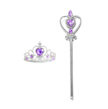 Girls Princess Crown Magic Wand Accessories Party Cosplay Elsa Anna Rhinestone Headband Hair Bands For Kids Hairbands Gifts Toys