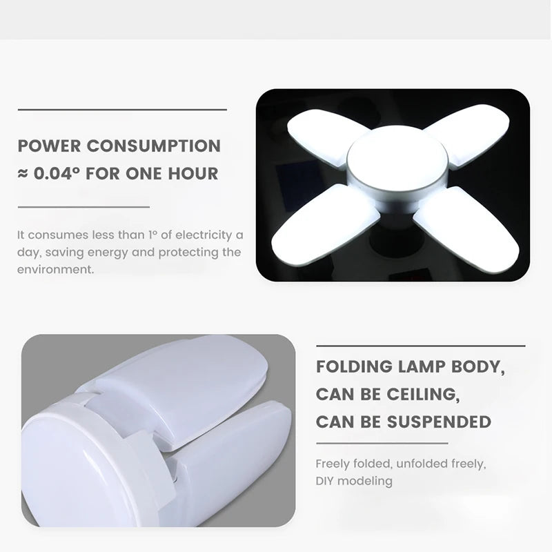 Foldable Fan 28W LED Bulb AC220V/110V 40 Bulb Deformation for Home Ceiling