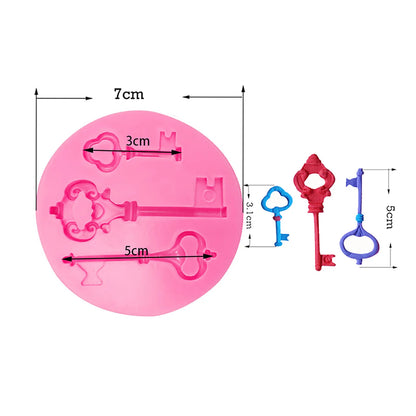 Lock Key Silicone Molds Fondant Chocolate clocks Mold Sugarcraft Clay DIY Baking Tool Cakes Cupcakes Decoration