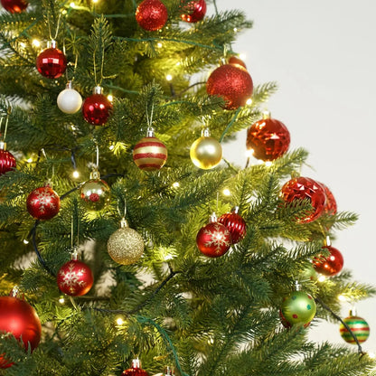 50pcs Christmas Ornaments Set - Shiny Red & Golden Decor Balls with 9 Unique Styles Perfect for Party Decorations