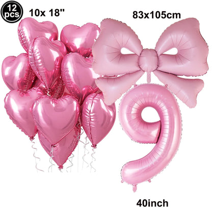 Giant Black Pink Bow Balloon Coquette Birthday Party Decorations Bowknot Balloon for Girls Baby Shower Bridal Wedding Supplies