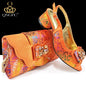 Nigerian Style Women Heels Shoes And Elegant Bag Set Color Matching Handbag Wedding Party Women Shoes