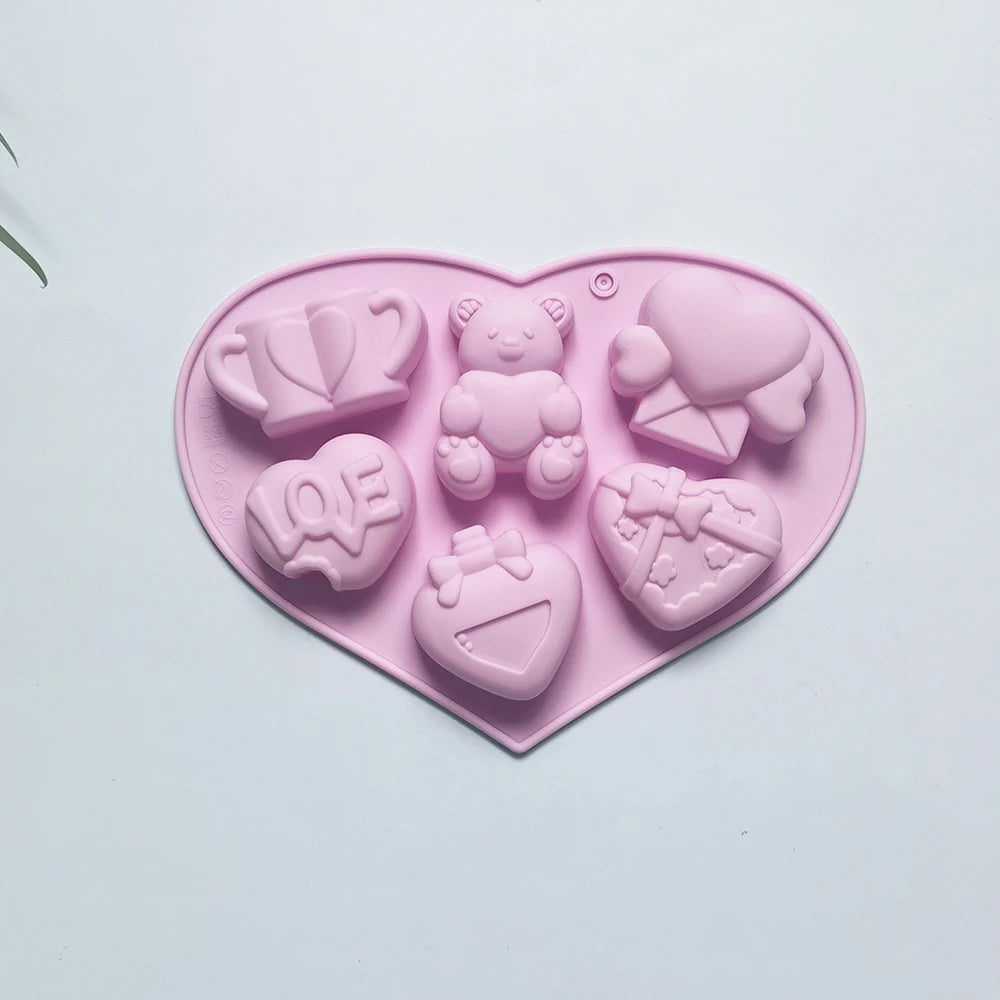 Angel Love Heart Shaped Silicone Chocolate Mold Cake Baking Tools Handmade Soap Candle Mould Valentine's Day Decorative Gift