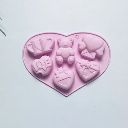 Angel Love Heart Shaped Silicone Chocolate Mold Cake Baking Tools Handmade Soap Candle Mould Valentine's Day Decorative Gift