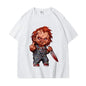 Horror Chuck Pattern T-shirt Women's Gothic Fashion Short sleeved T-shirt Summer High Quality T-shirt Street Clothing