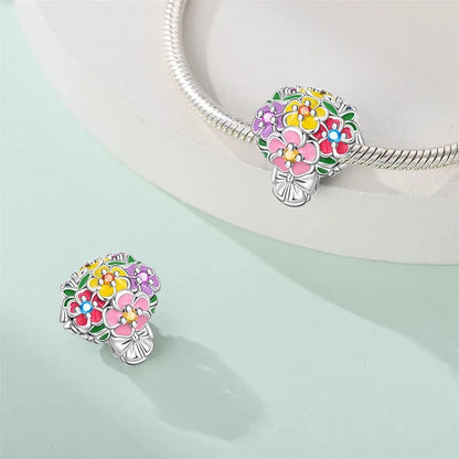 Springtime Charms 925 Sterling Silver Swallow Snail Butterfly Flower Charms Beads Fit Qikaola Bracelet DIY Birthday Jewelry Gift