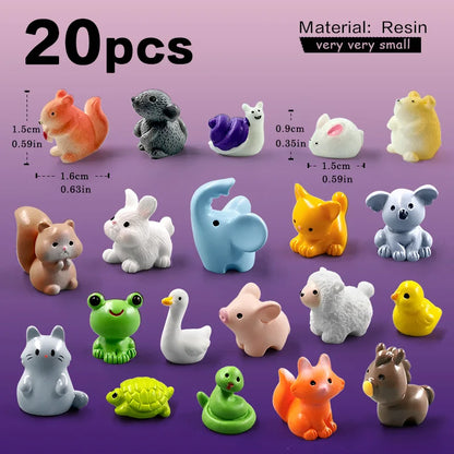 10Pcs Easter Rabbit Dinosaurs Capybara Duck Fox Pig Cat Turtle Frog Bird Figurine Miniature Fairy Garden Decoration Accessories