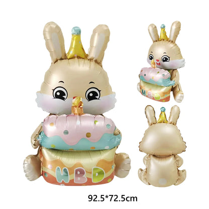 Easter Standing Bunny Balloon Huge Cartoon Rabbit Shape Foil Balloon Happy Easter Eggs Chicks Rabbits Easter Party Favors