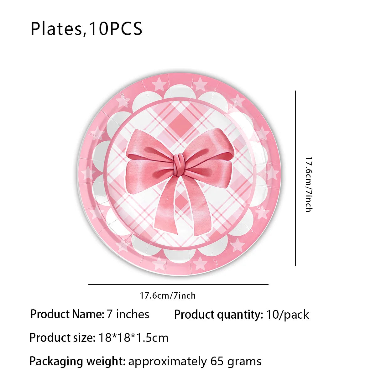 Pink Bow Birthday Theme Party Set Disposable