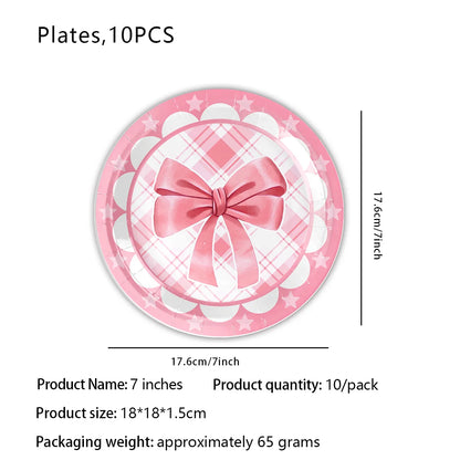 Pink Bow Birthday Theme Party Set Disposable