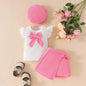 Baby Girls Clothes New Year Set 0-3Y Long Sleeve Big Bow Top Irregular Skirt and Beret 3Pcs Toddler Christmas Clothes