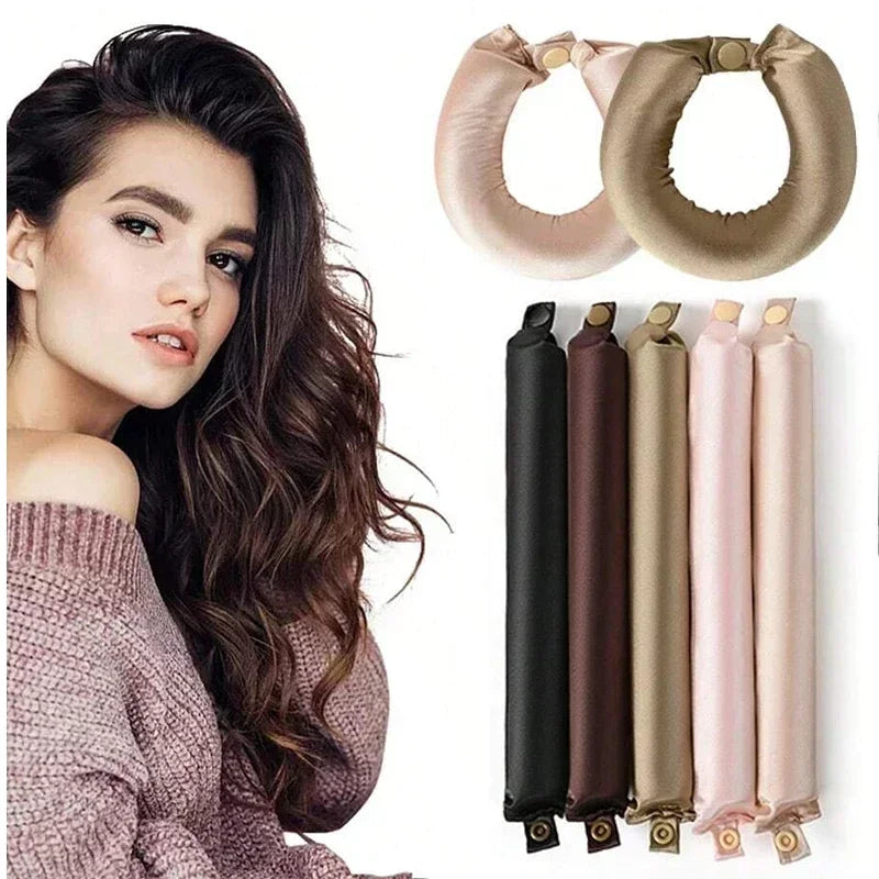 Heatless Satin Hair Curling Rod Headband – No‑Heat Soft Sleep Rollers for Effortless Lazy Curls