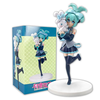 20CM Anime Hatsune Miku X Cinnamoroll Figure Anime Peripheral Collectible Models Decorative Decorations Children Kawaii Gift