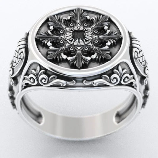 Vintage Pattern Dominant Men's Ring S925 Silver Color Unisex Punk Style Ring Gifts to Boyfriends Jewelry Accessories