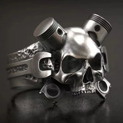 Hip-hop Retro New Simple Steampunk Heavy Skull Ring Gothic Wrench Screw Skull Ring Men and Women Rock Street Party Accessories
