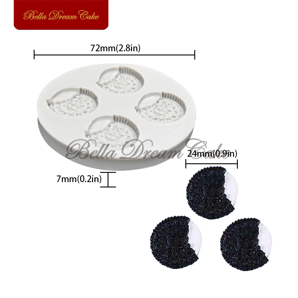3D Mini Cream‑Filled Cookie Silicone Mold – Biscuit, Fondant & Chocolate DIY Baking Tool