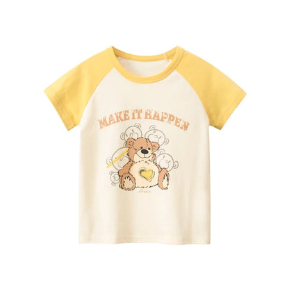 Short Sleeve Children Girl T-shirts Printed 2-8 Years Cotton Toddler Girl Tops Kids Baby Girl Tees Clothes