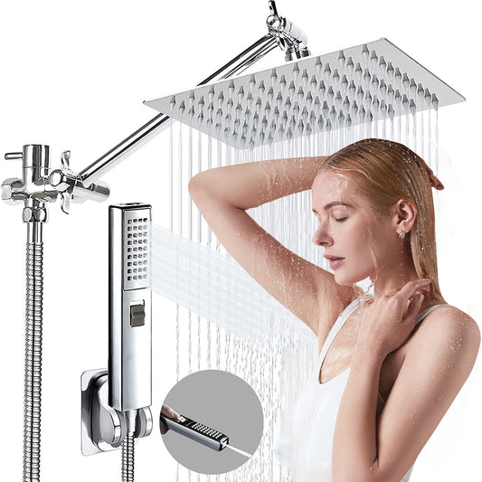 Bathroom chrome plated concealed stainless steel pressurized shower set with extended lever arm