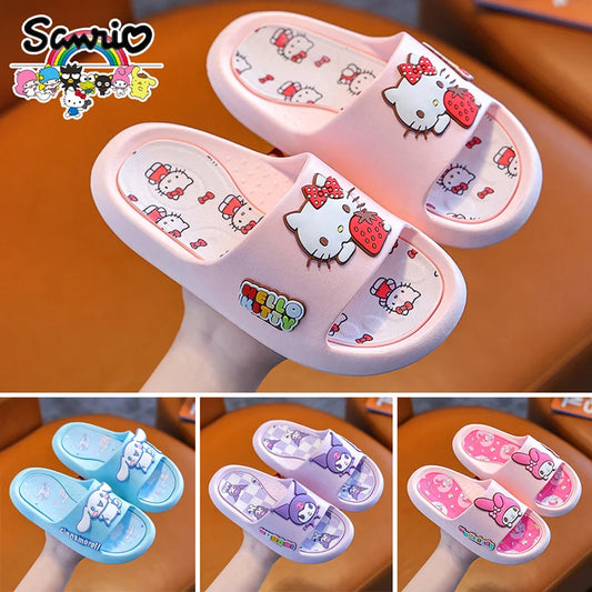 Sanrio Hello Kitty Summer Slippers - Cute Kuromi and Cinnamoroll Designs, Anti-Slip Indoor Bathroom Slippers, Cartoon Outdoor Sandals