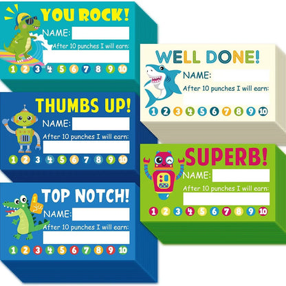 50Pcs Cartoon Kids Reward Incentive Punch Cards For Teacher