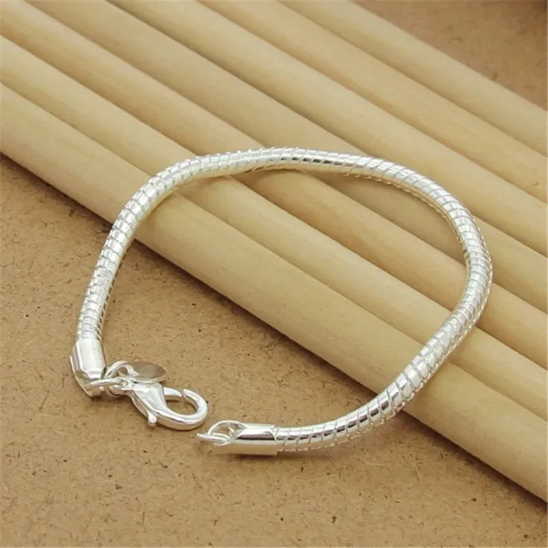 Fine 925 Sterling Silver Solid Chain Bracelet For Women Men Charm Party Gift Wedding party Fashion Jewelry