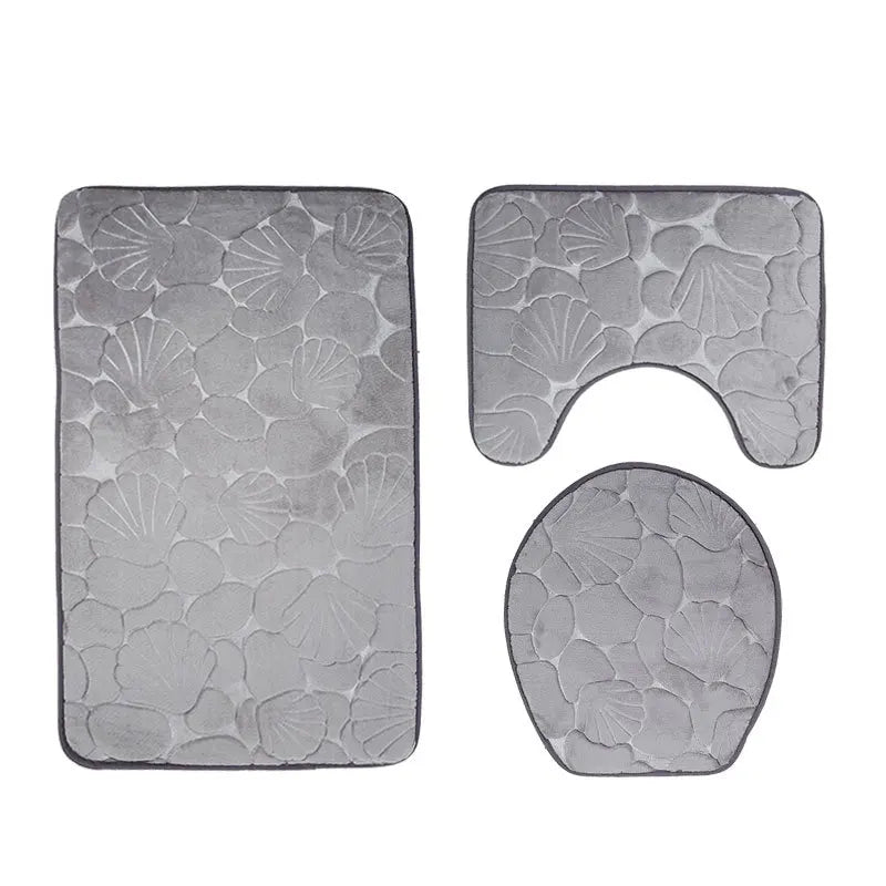 Set of 3 Bathroom Bath Mat Set  Soft Non Slip or 2PCS Cobblestone Absorbent Bathroom Mat Rug Carpets and Toilet Lid