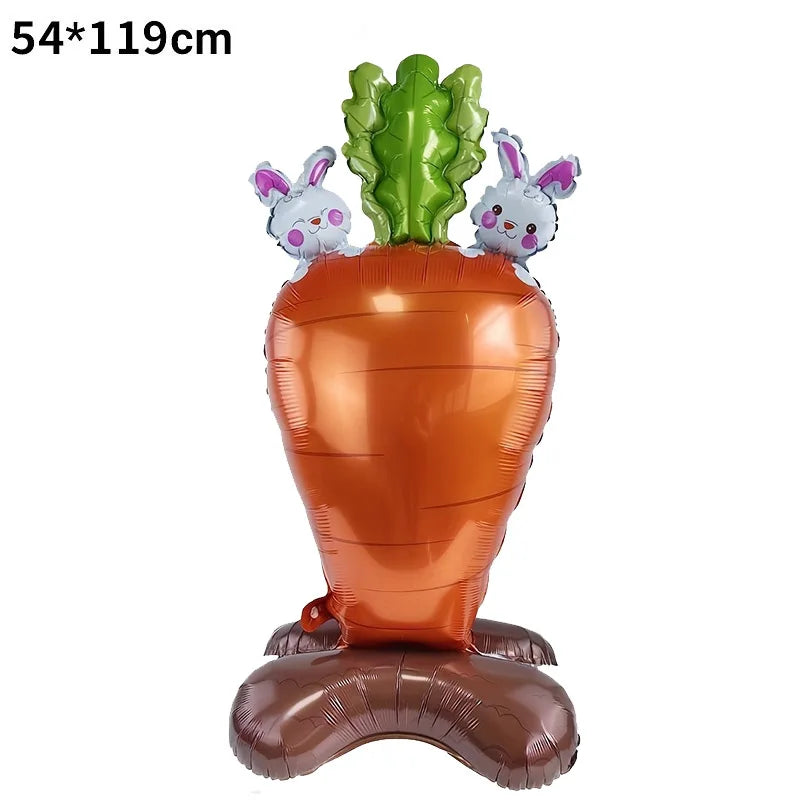 Cute Easter Egg Bunny Standing Balloon Easter Decoration Large Bunny Foil Balloon Kids Party Favor Gift