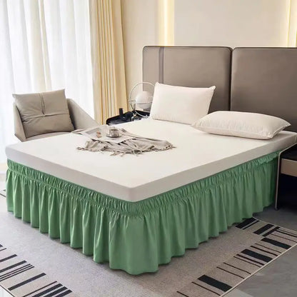 Pretty Comfort Ruffles Bed Skirts With Double Layers Elastic Belts-Wrinkle & Fade Resistant Fabric-15 and 18 Inch Height
