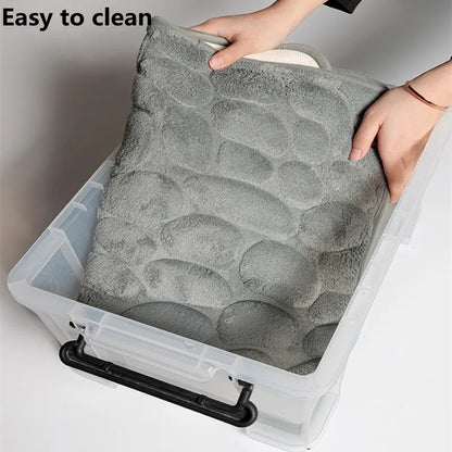 Set of 3 Bathroom Bath Mat Set  Soft Non Slip or 2PCS Cobblestone Absorbent Bathroom Mat Rug Carpets and Toilet Lid