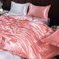 Luxury Ice Silk Bedding Set Satin Silky Duvet Cover Set With Pillowcase High-end Home Textiles Solid Color Bed Cover Sets