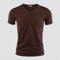 Men's Pure Color V Collar Short Sleeved T-Shirt