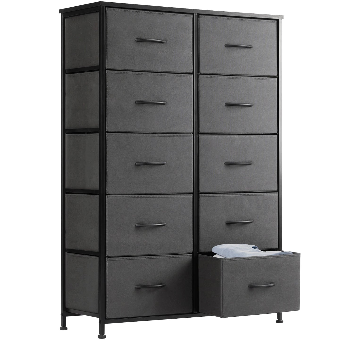 Wardrobe Drawers For With 10 Fabric Drawers and  Steel Frame For  Storage  Closet Bedroom Living Room JHK