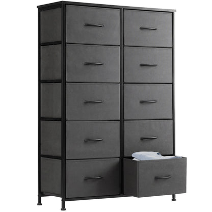 Wardrobe Drawers For With 10 Fabric Drawers and  Steel Frame For  Storage  Closet Bedroom Living Room JHK